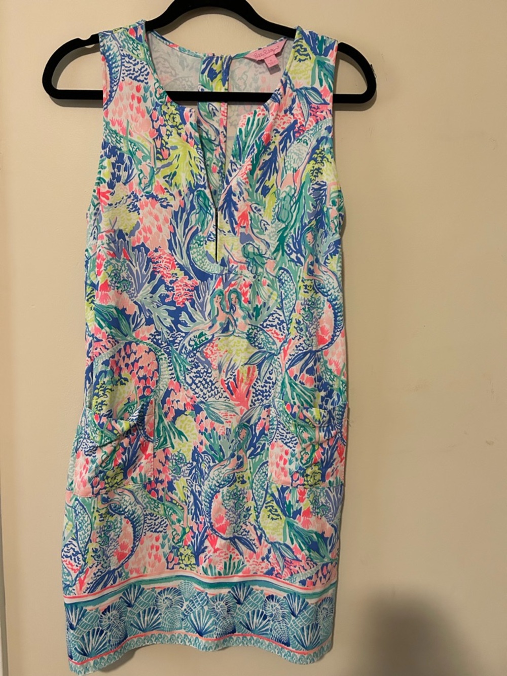 Lilly Pulitzer Neon Coral, Aqua, Lime & Navy Printed Shift Dress